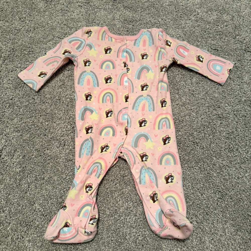 Charming Pink Rainbow Footed Pajamas
